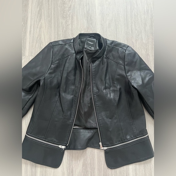 Liverpool Moto Jacket Women’s Large Black Vegan Leather Zip-Off - Picture 3 of 8